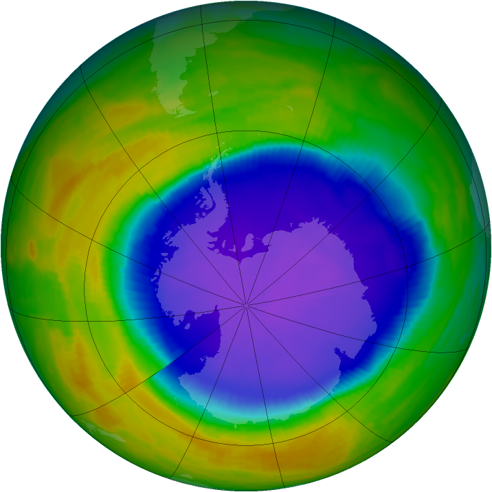 Antarctic ozone map for 14 October 1996